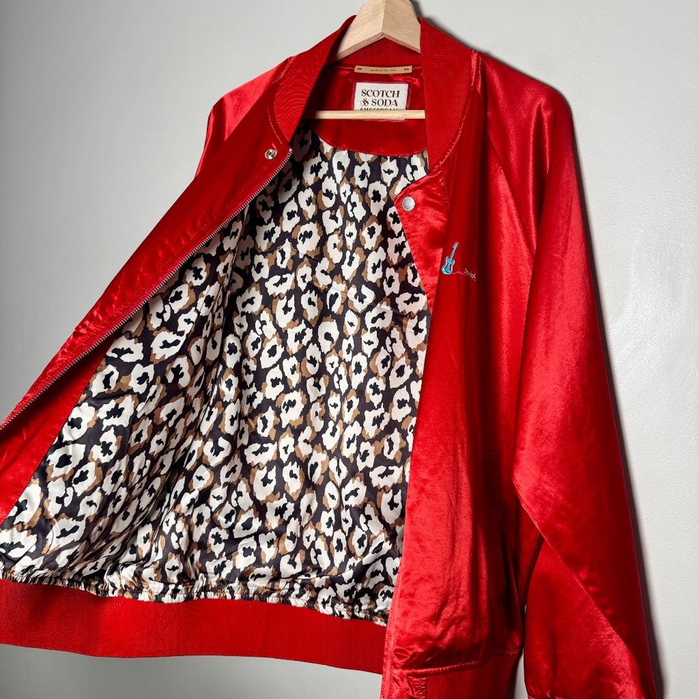Scotch & Soda Amsterdam Souvenir Red Bomber Jacket Sz M - Picture 4 of 13